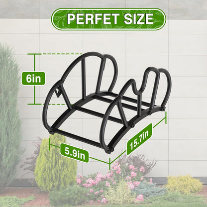 Super Stable Garden Hose Holder Wall Mount, Heavy Duty Water Hose holder Hanger Holds 125-Feet Hose, Metal Hose Storage Reel Rack Organizer for Outside Yard Lawn