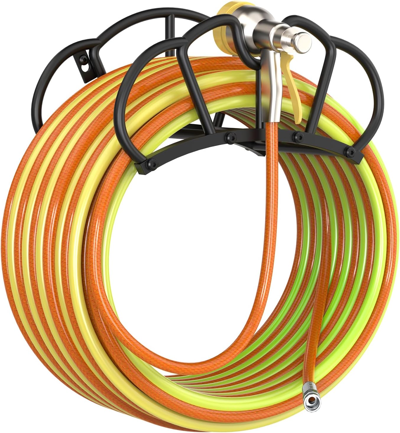 Super Stable Garden Hose Holder Wall Mount, Heavy Duty Water Hose holder Hanger Holds 125-Feet Hose, Metal Hose Storage Reel Rack Organizer for Outside Yard Lawn