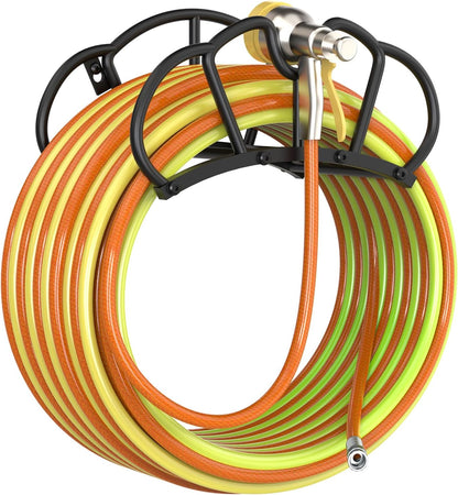 Super Stable Garden Hose Holder Wall Mount, Heavy Duty Water Hose holder Hanger Holds 125-Feet Hose, Metal Hose Storage Reel Rack Organizer for Outside Yard Lawn