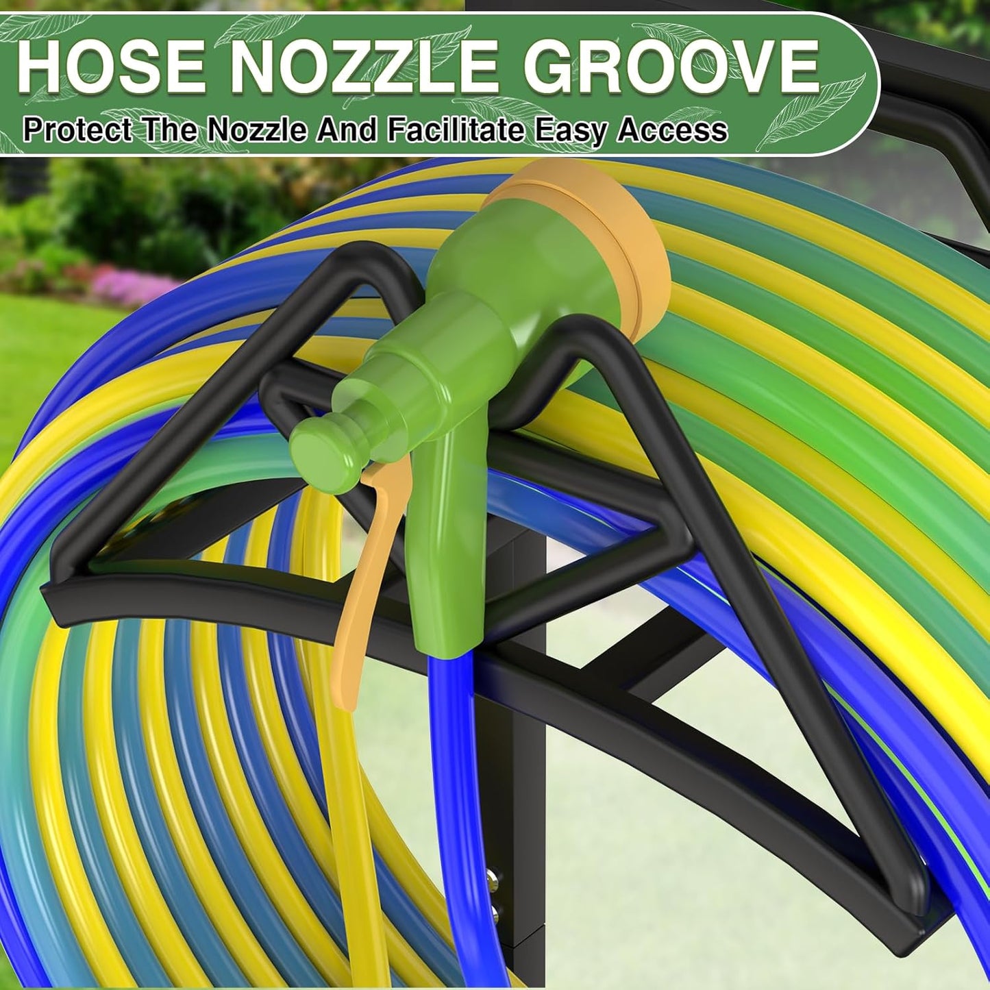 New Garden Hose Holder, Heavy Duty Freestanding Water Hose Holder Stand Holds 160-feet Hose, Detachable Hose Storage Reels Hanger Rack for Outside Yard Lawn Farm