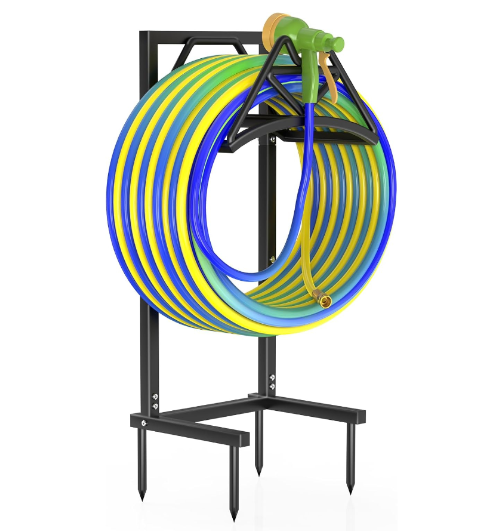 New Garden Hose Holder, Heavy Duty Freestanding Water Hose Holder Stand Holds 160-feet Hose, Detachable Hose Storage Reels Hanger Rack for Outside Yard Lawn Farm